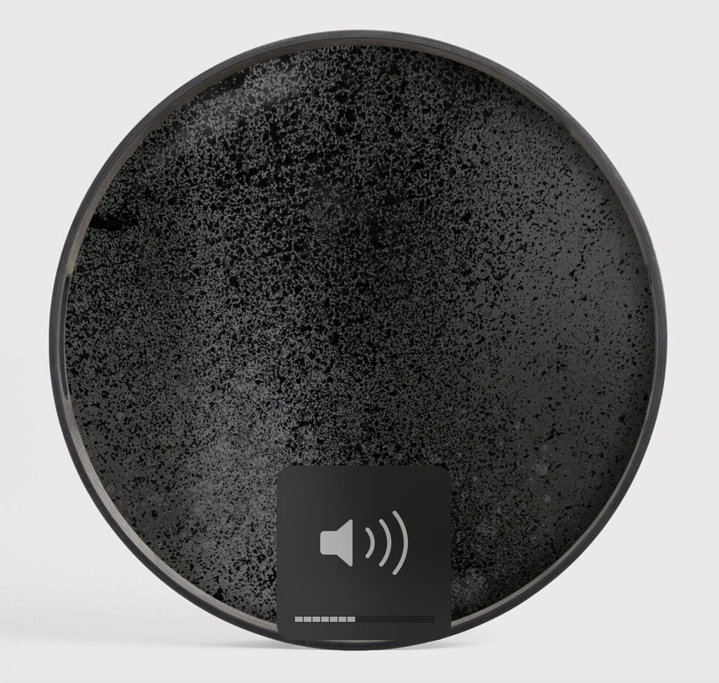 Aged tray - mirror - Charcoal - round - S 48 x 48 x 4cm
