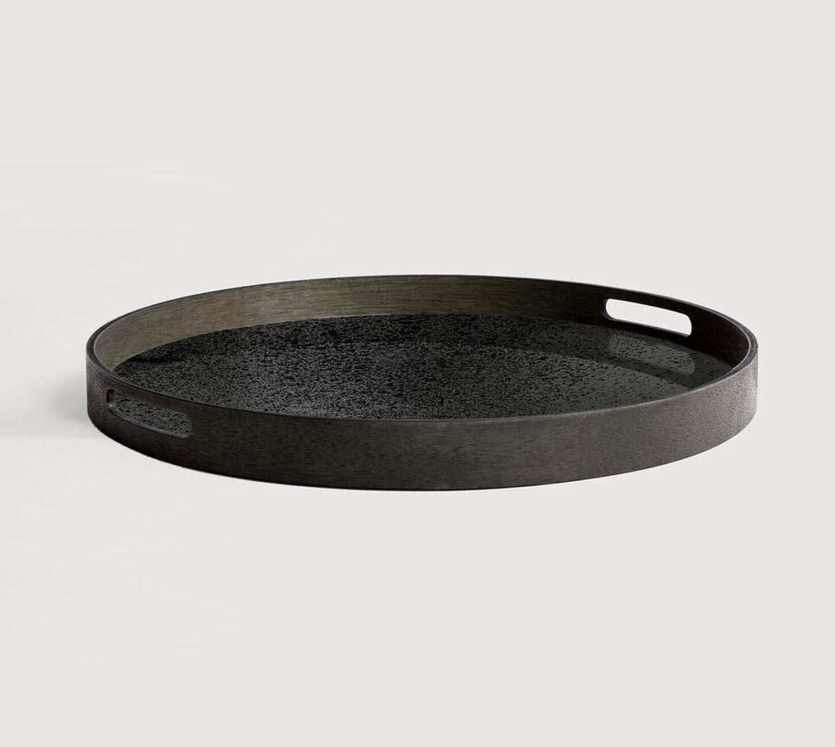 Aged tray - mirror - Charcoal - round - S 48 x 48 x 4cm