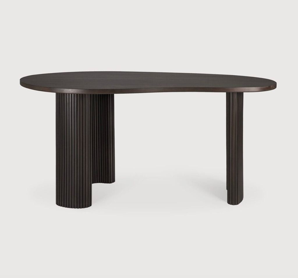 Boomerang desk - varnished mahogany - dark brown - pebble shape, 160 x 83 x 76cm
