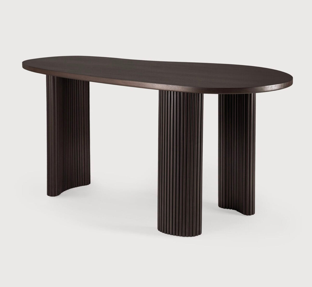 Boomerang desk - varnished mahogany - dark brown - pebble shape, 160 x 83 x 76cm