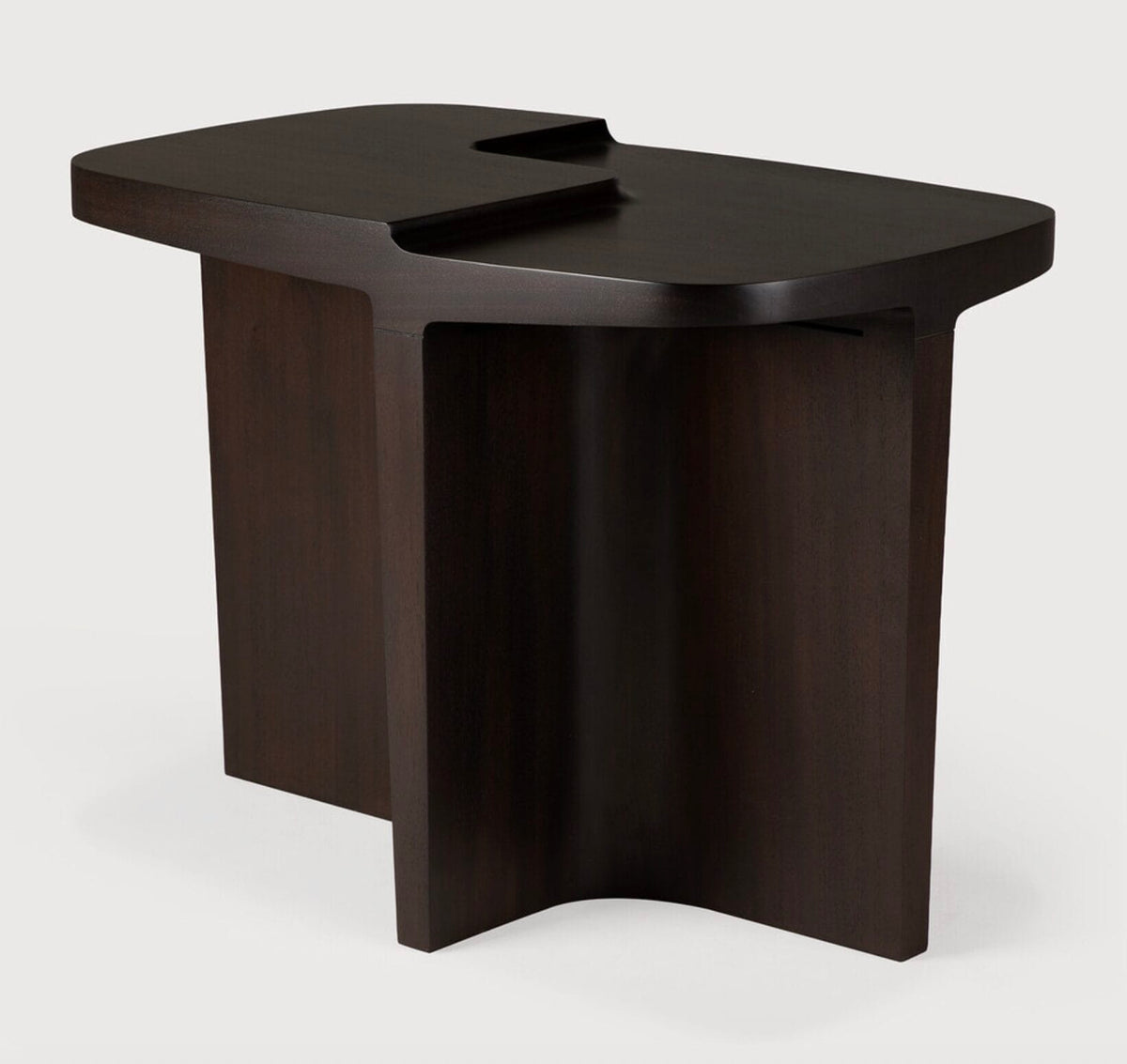 Brutalist side table - varnished mahogany - rose brown - rectangular, 60 x 40 x 45cm