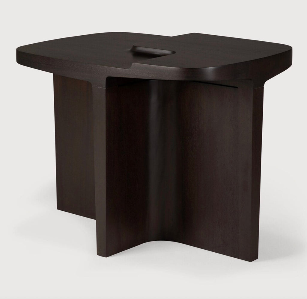 Brutalist side table - varnished mahogany - rose brown - rectangular, 60 x 40 x 45cm