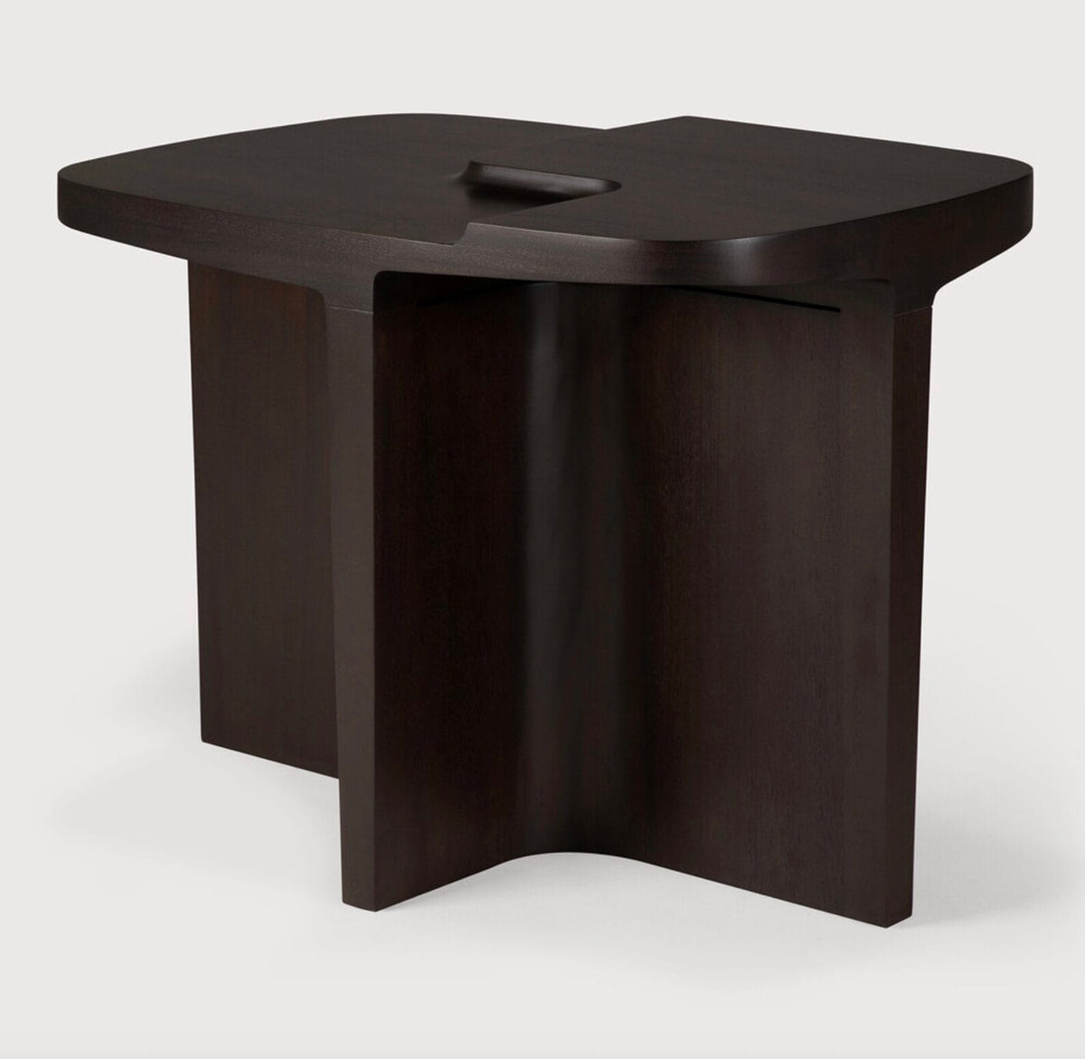 Brutalist side table - varnished mahogany - rose brown - rectangular, 60 x 40 x 45cm