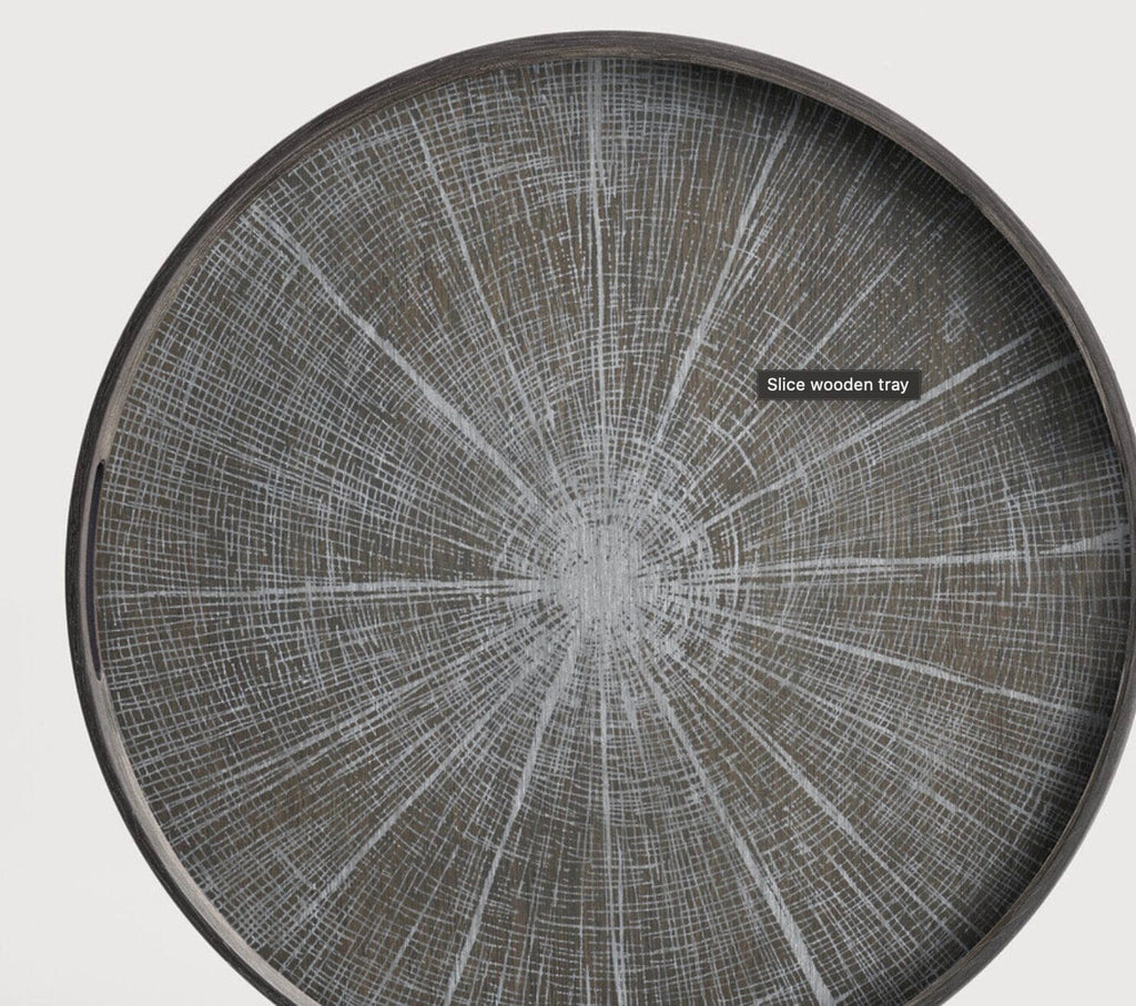 Slice tray - varnished wood - White - round - S 48 x 48 x 4cm