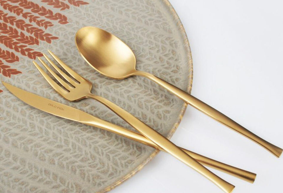 Luna, Matt Gold, Wooden Box (24 Pcs Set)
