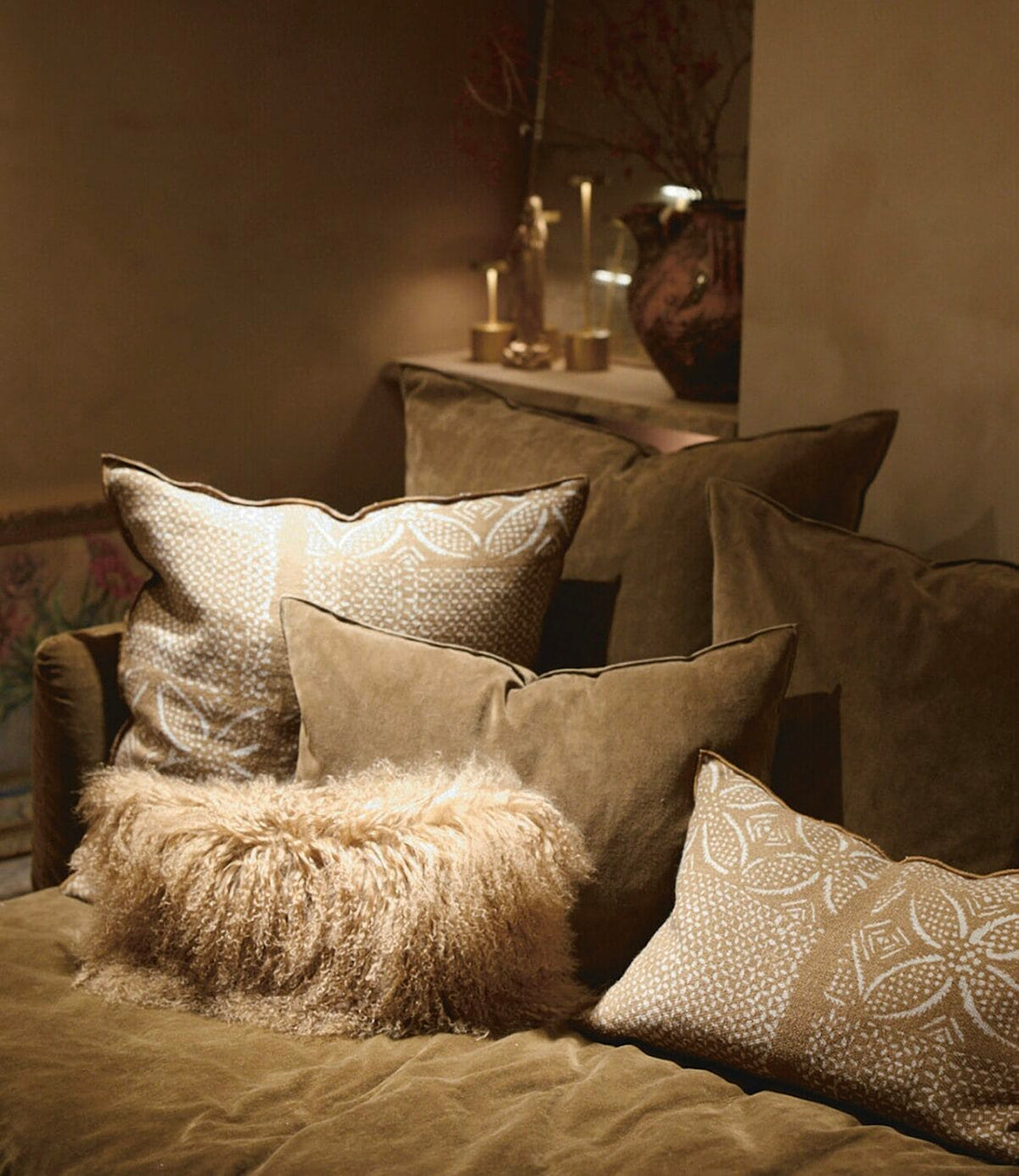Chèvre Tibet Couleur Cushion, Lin Cappuccino, 25 x 50 cm