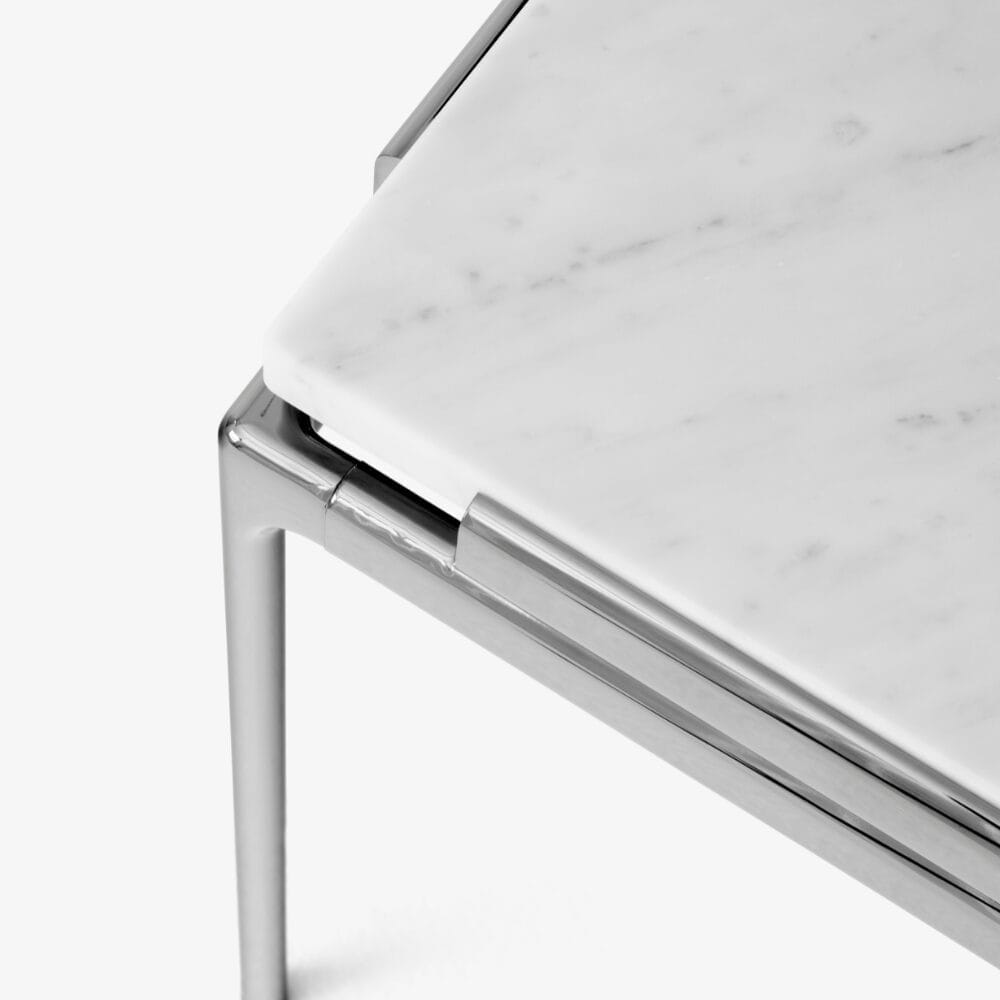 Sett LN11 Side Table, Bianco Carrera Marble w. Dark Chrome