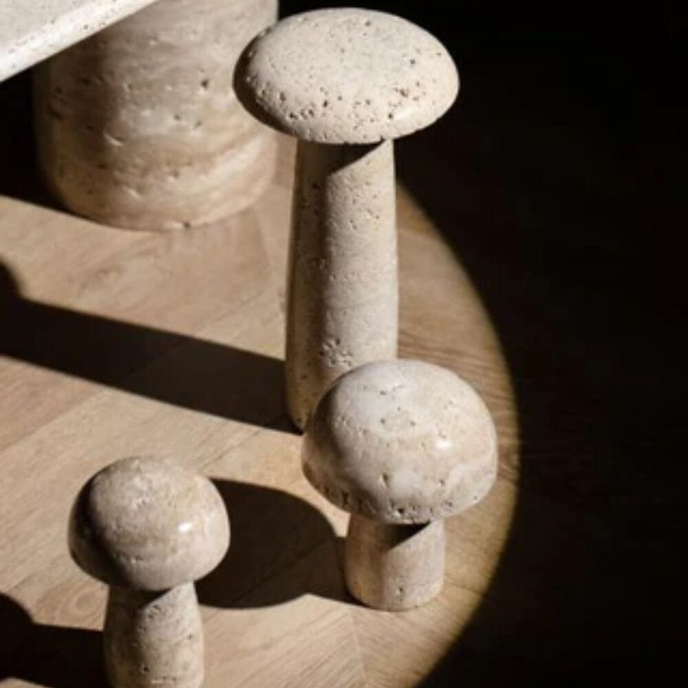 Large Shroom, Travertine, H22 cm