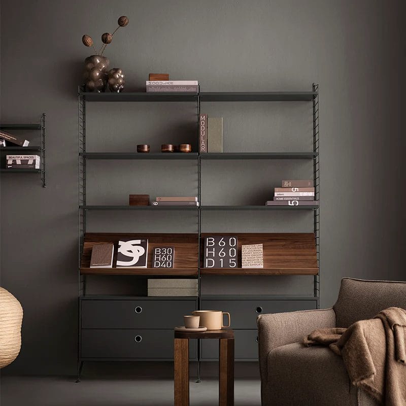 String Configuration, 160 x 200 cm, Dark grey/Walnut