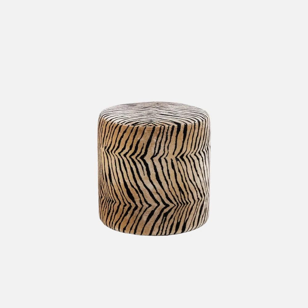 Mobile Round velvet tiger pouf