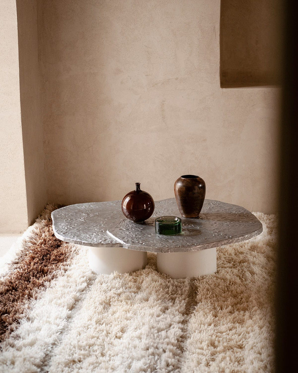 Brut Coffee Table, Grey Cement Base