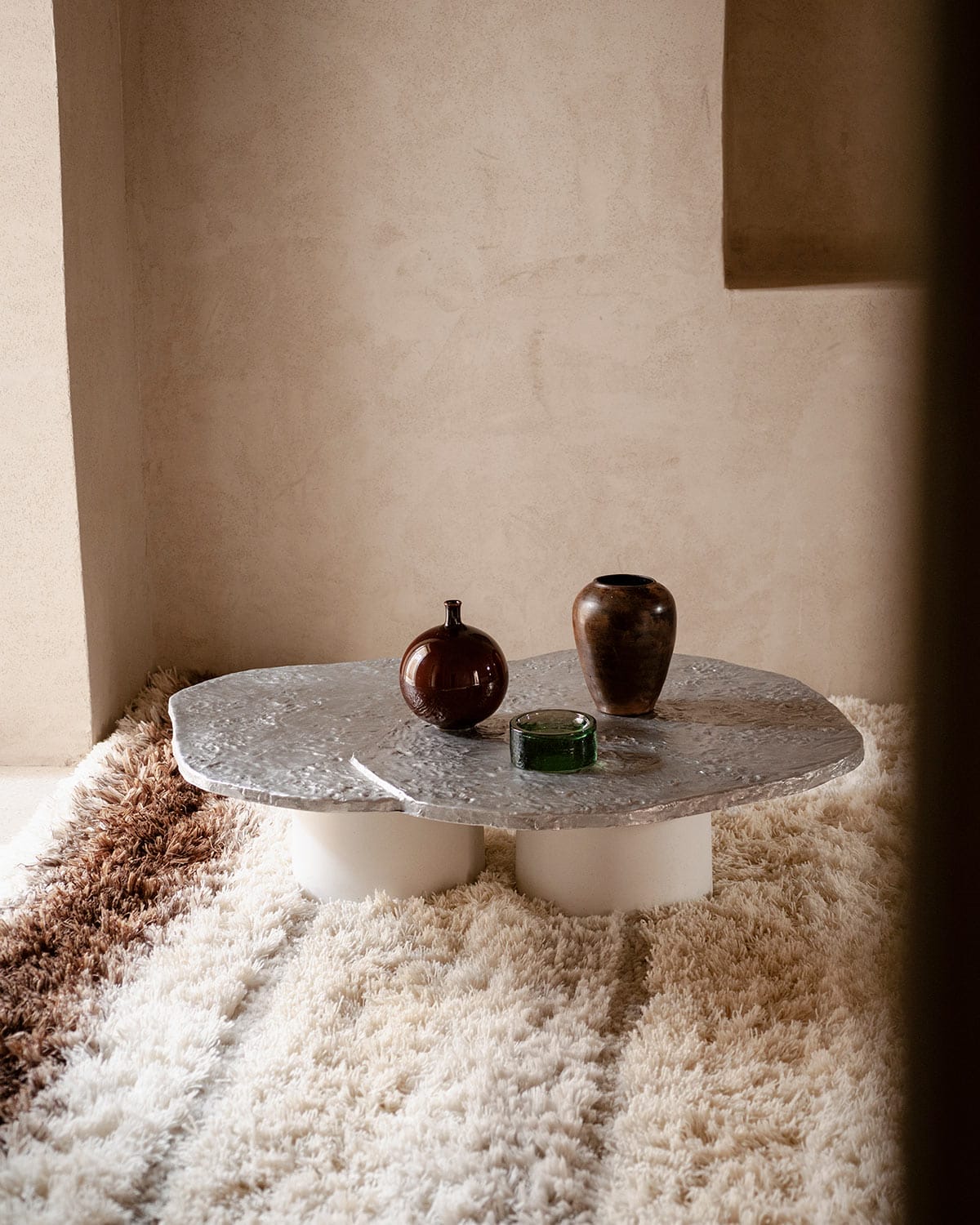 Brut Coffee Table, Grey Cement Base