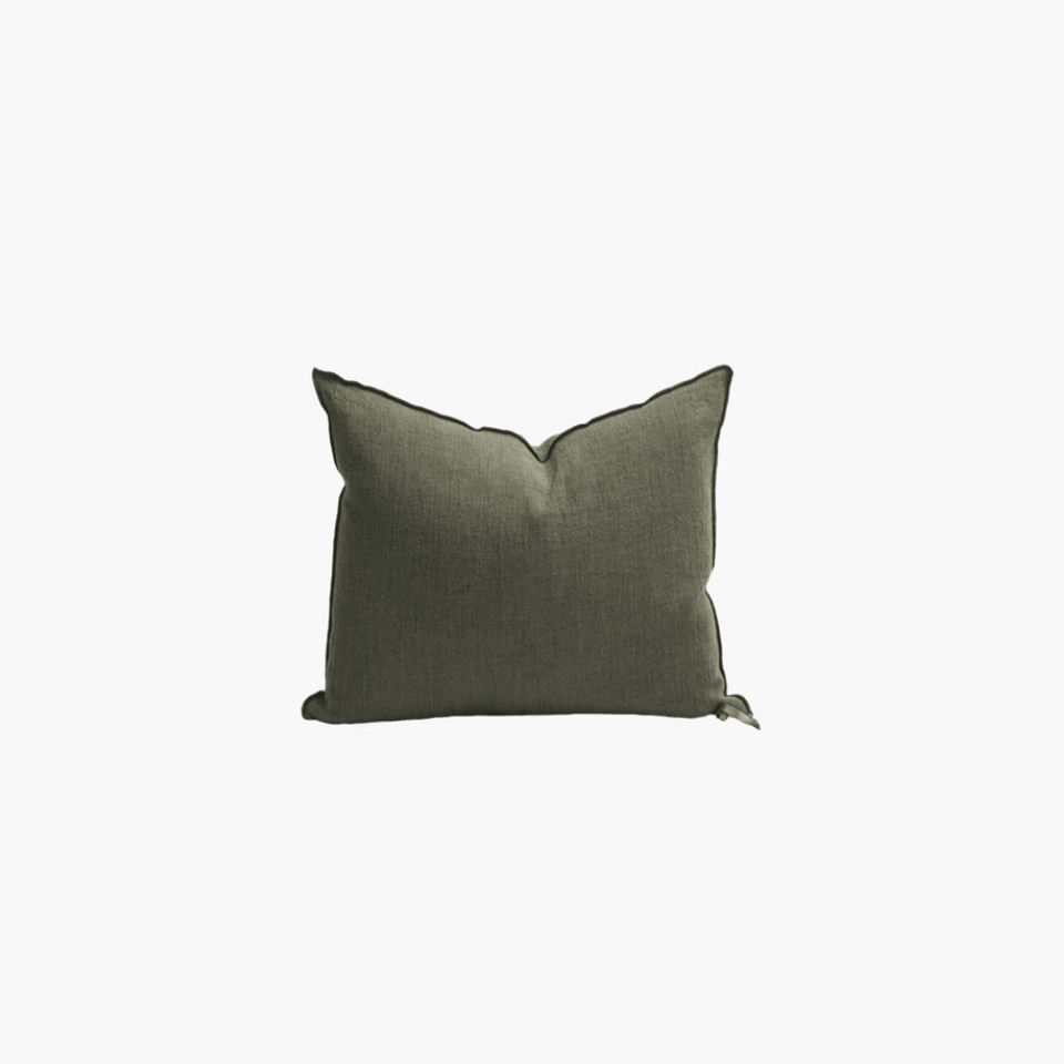 Toile de Lin Vintage Cushion, Kaki, 50 x 50 cm