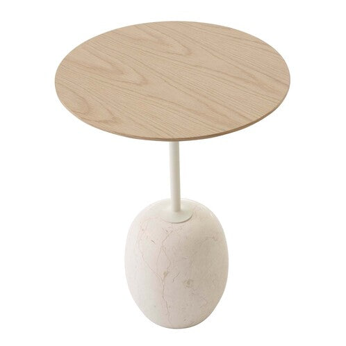 Lato LN8 Side Table - Lacquered Oak/Crema Diva Marble H50 cm Ø40 cm