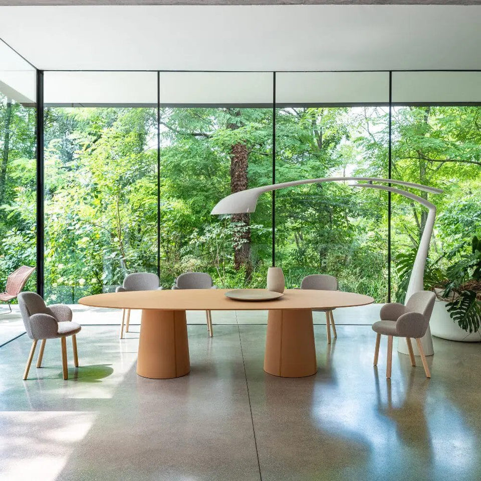 Vol Oval Table, W300 x D140 x H 75 cm, Linoleum Walnut Top