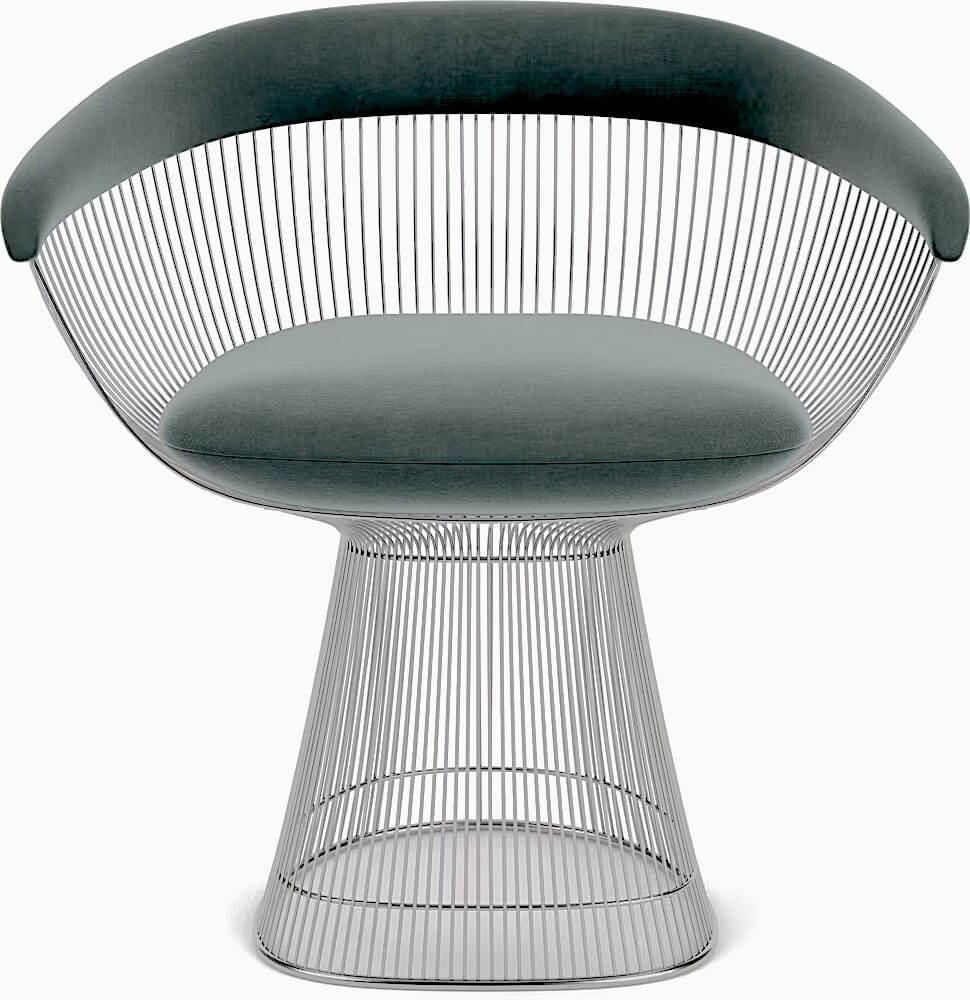 Platner Side Chair, Polished Nickel, Fabric Tes.Dedar Eva Cactus 169