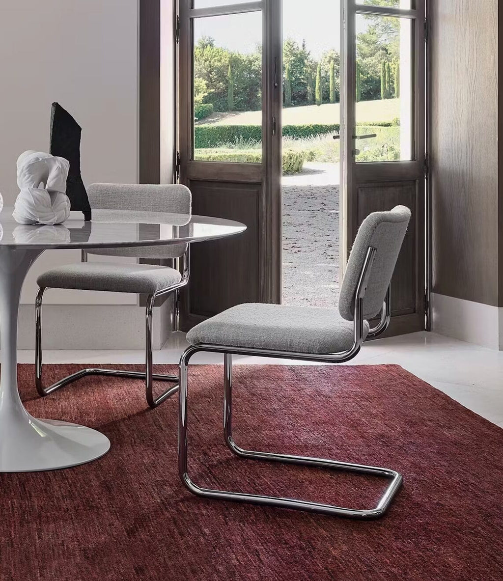 Cesca Chair Armless, Fully Upholstered, Annelise, Polished Chrome