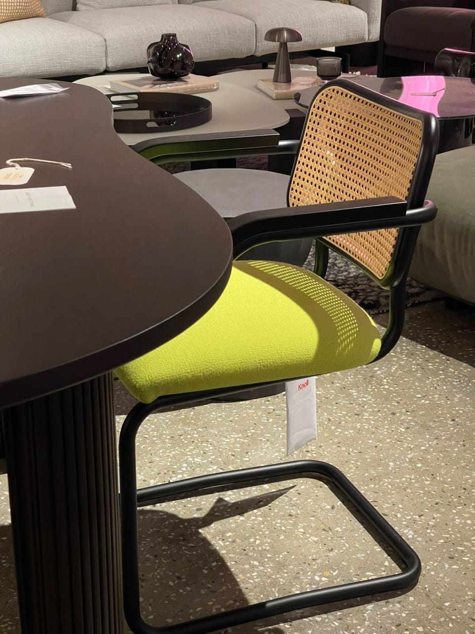 Cesca Contract: back in cane insert and upholstered seat: With Arms - black matt painting, Hallingdal 65 (S)907, Polished Chrome frame