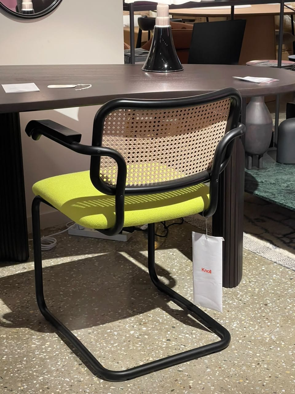 Cesca Contract: back in cane insert and upholstered seat: With Arms - black matt painting, Hallingdal 65 (S)907, Polished Chrome frame