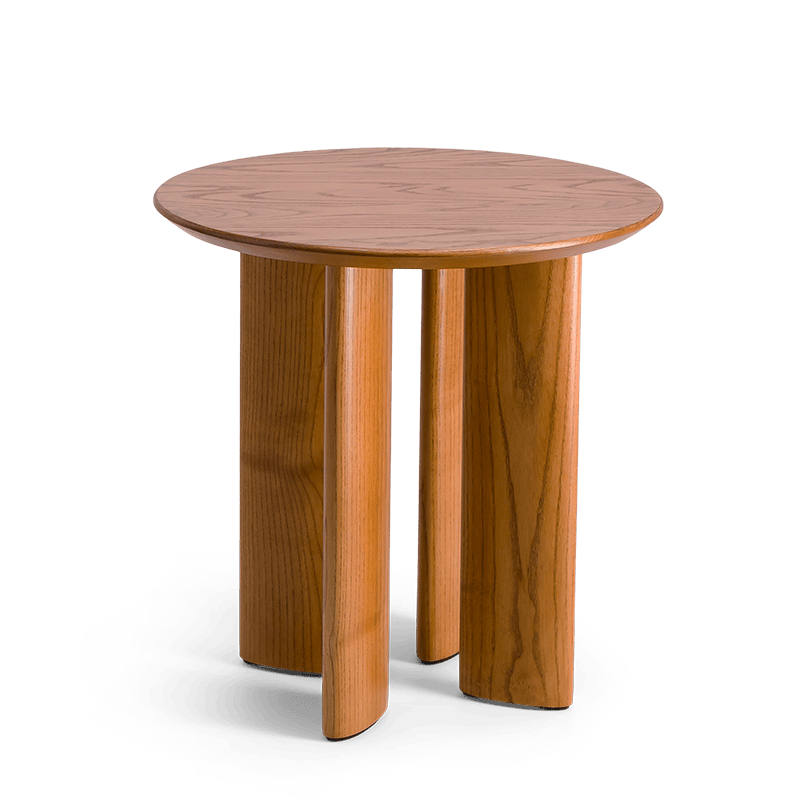 Carlotta ash side table with iroko finish Ø50 x H50cm