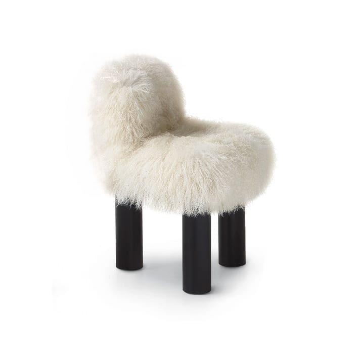 Bortolo High Armchair, Natural Fur, Black Legs, W53 x L55 x H75 cm
