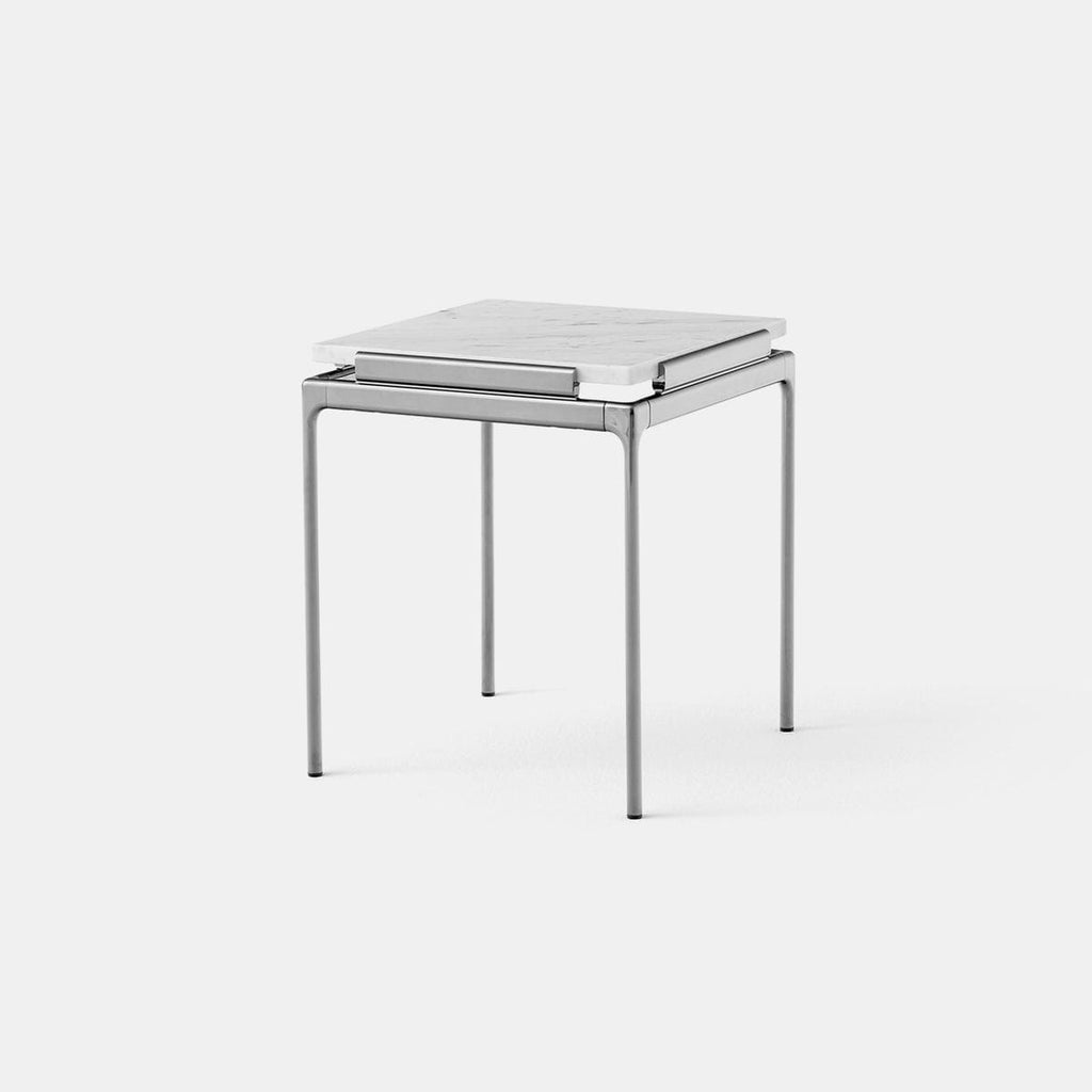 Sett LN11 Side Table, Bianco Carrera Marble w. Dark Chrome