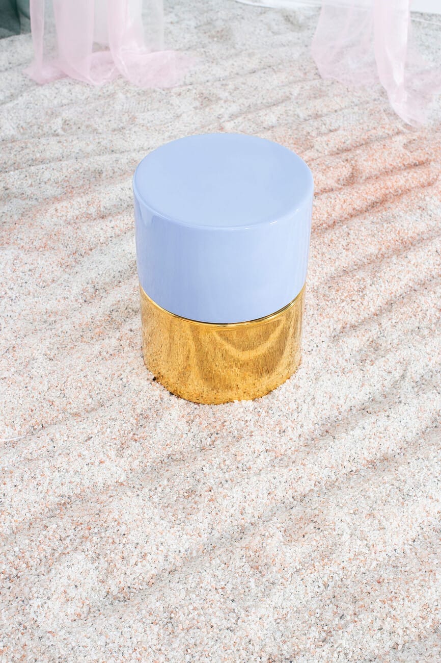 Imi Two Table, Gold/Blue, Ø32 cm