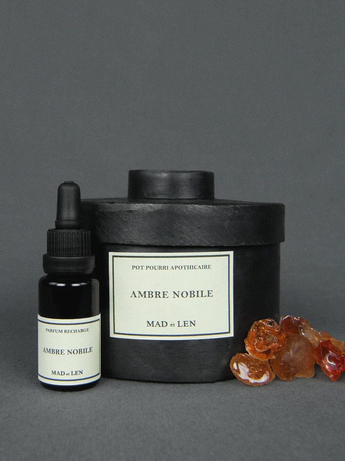 Flat Pot Pourri Small Amber Green 12x5cm (Ambre Nobile) + Refilling 15ml