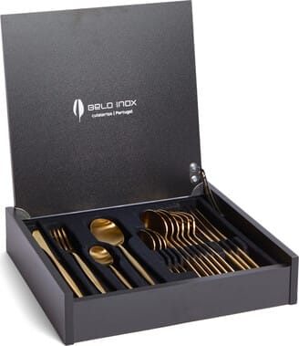 Luna, Matt Gold, Wooden Box (24 Pcs Set)