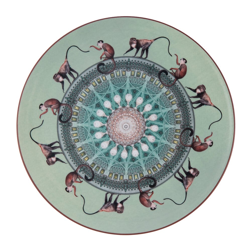 Costantinopoli Line, Decorative Porcelain Plate, Monkeys, ø28 cm