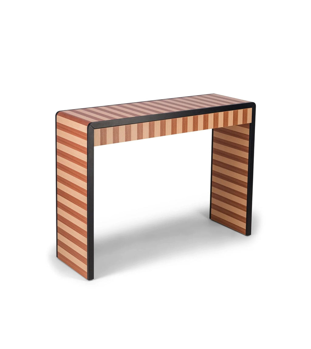 Console Paolo, Striped mahogany and beech console