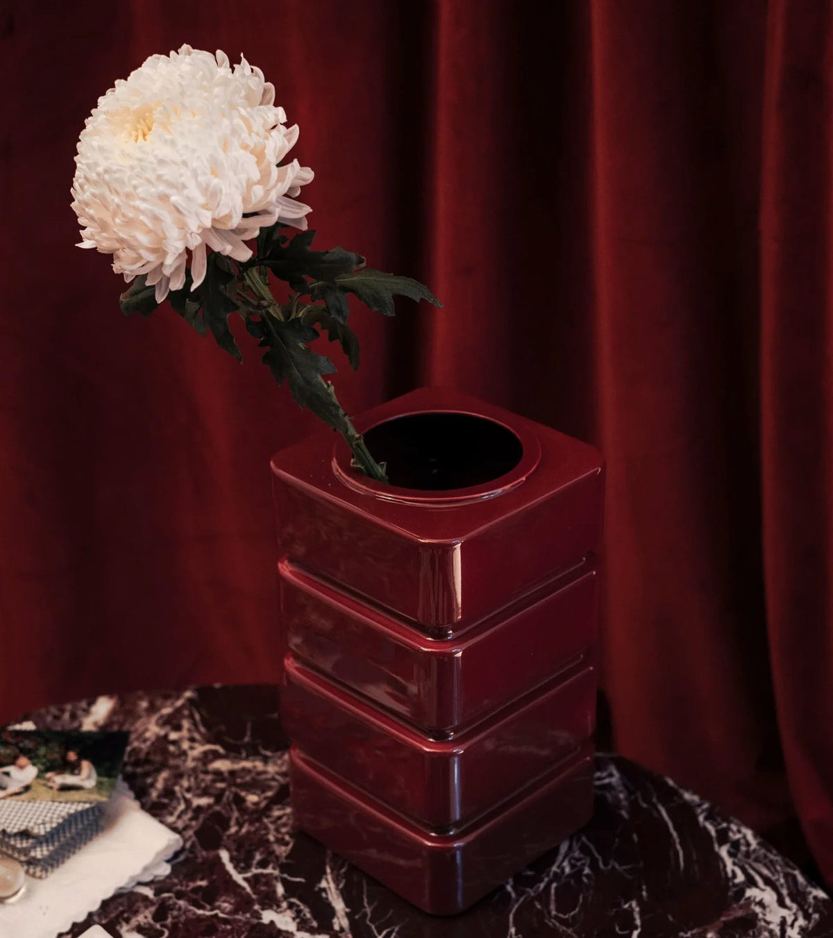 Donna Burgundy ceramic vase 14x14xH29cm