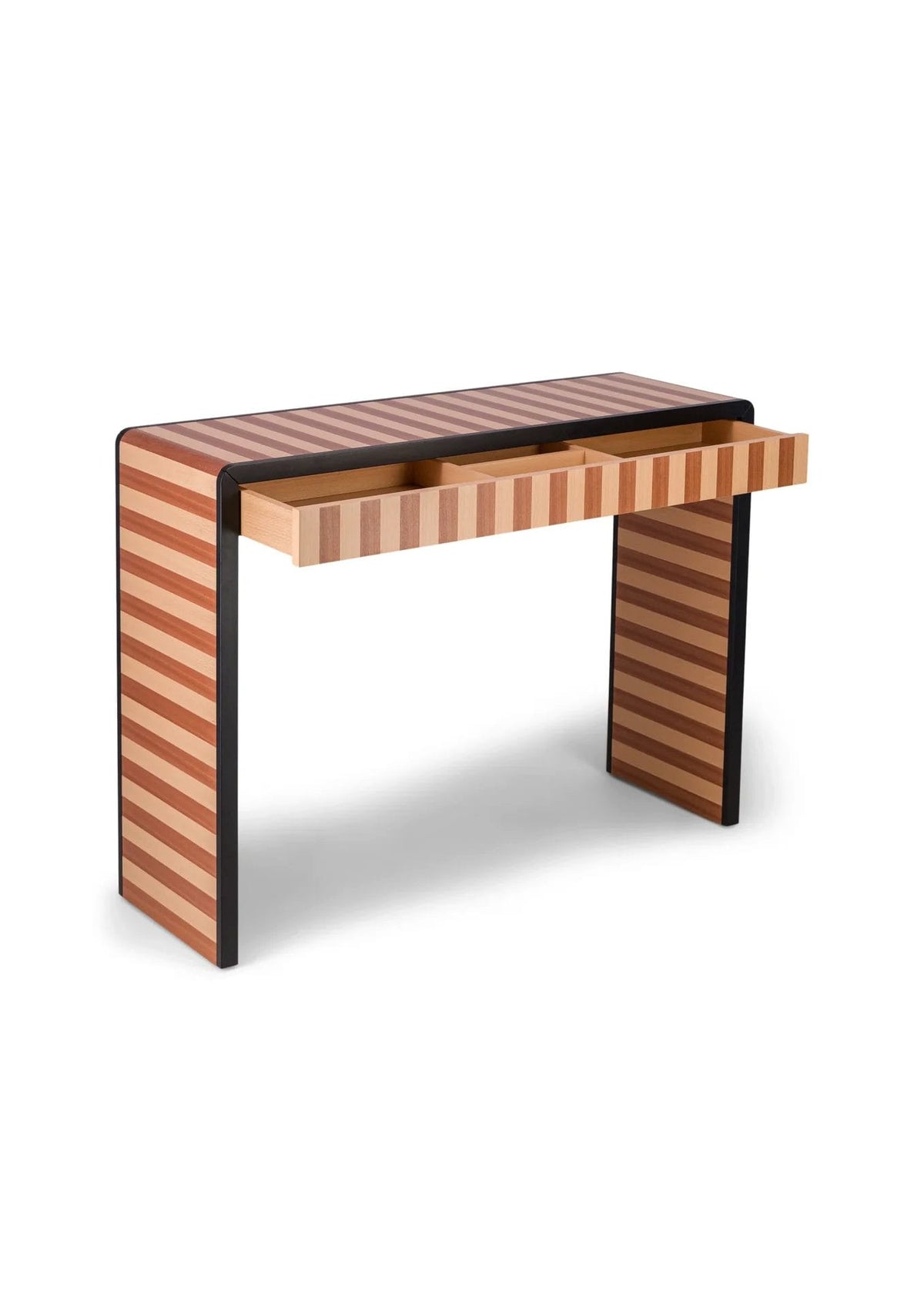 Console Paolo, Striped mahogany and beech console