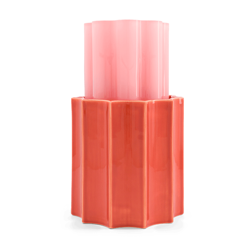 Duetto Candy pink and terracotta, ceramic and glass vase Ø15.5 x H28cm