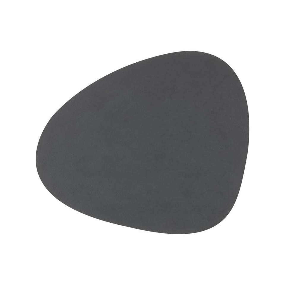 Dinner Mat Curve L, Leather Nupo, Anthracite (Set of 4), 37 x 44 cm