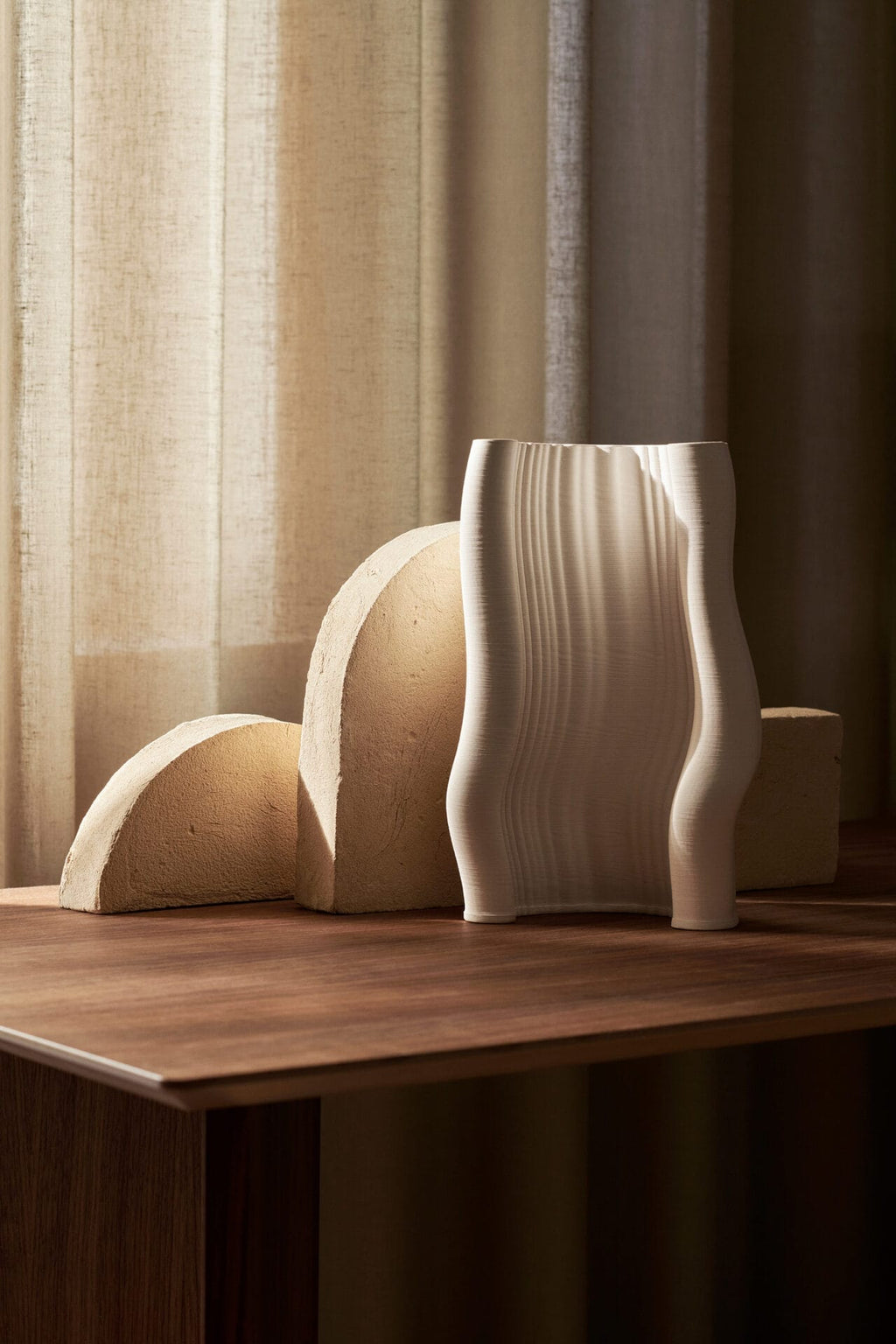 Moire Vase Large, Off-white, H30 cm