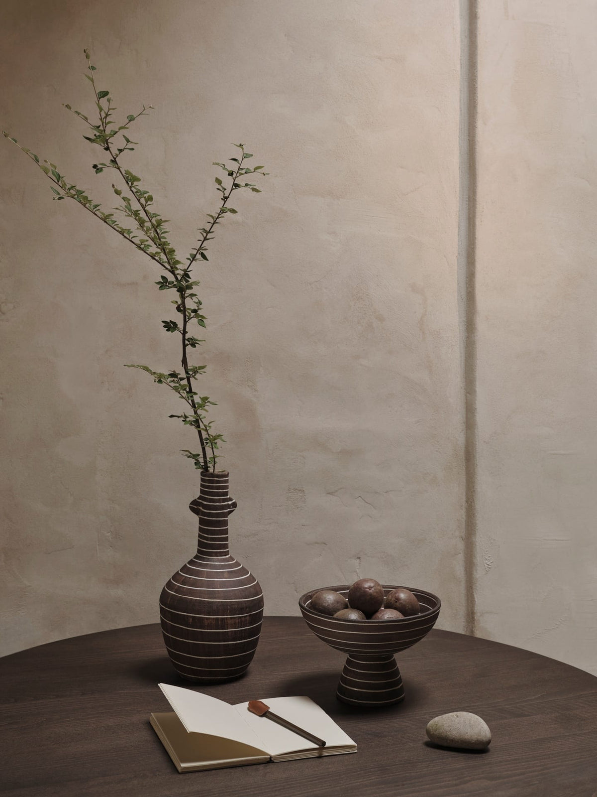 Brura Vase - Coffee/White, H32 cm
