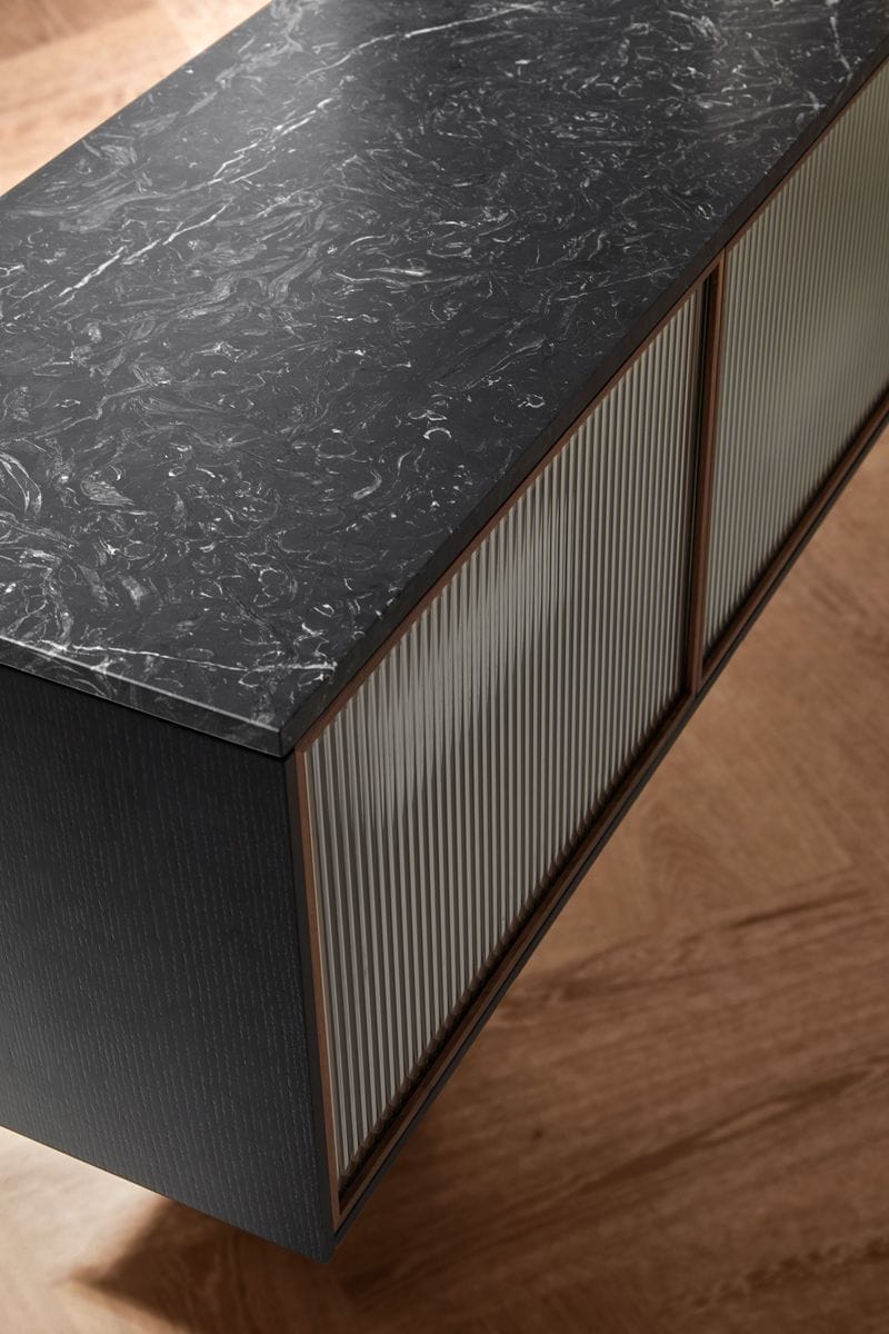 Rio 400, Top Matt Marquina Marble Top & Legs, Black Stained Walnut
