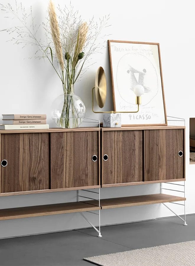 String Configuration Sideboard 240 x 85 cm, White/Walnut