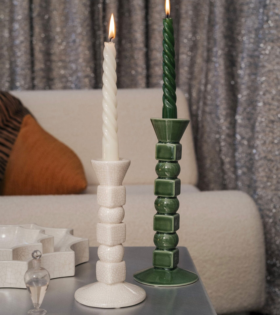 Anna Small cream-white ceramic candle holder H20 x Ø10cm