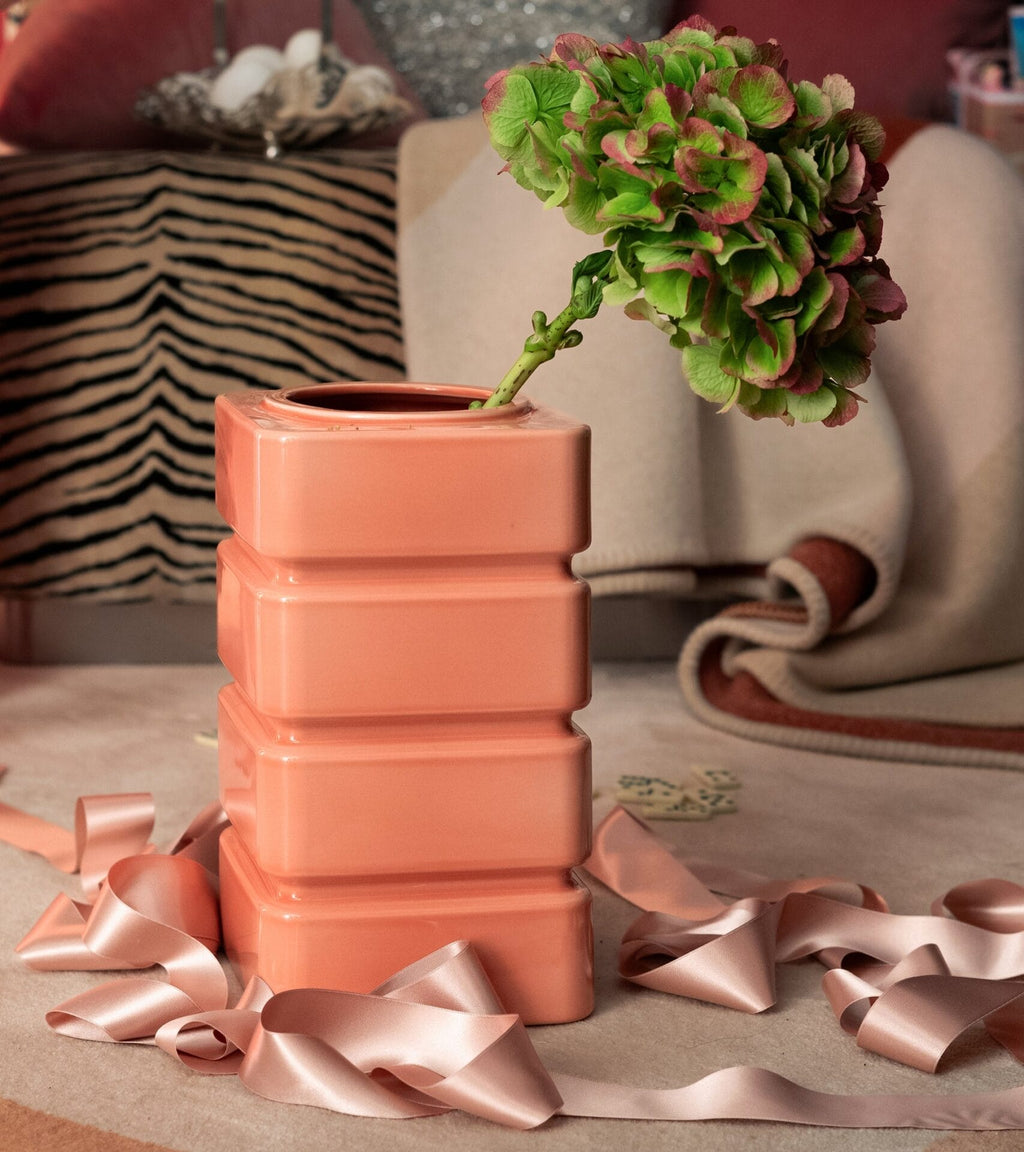Donna powder pink ceramic vase 14x14xH29cm