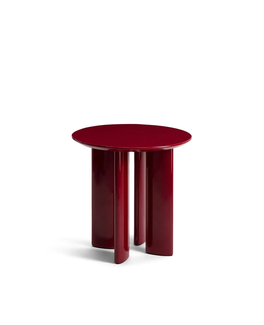 Carlotta Bordeaux side table in lacquered beech, Ø50 x H50cm