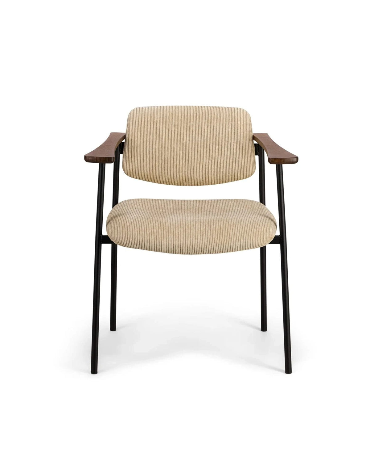 Pio Brown wood chair and beige corduroy
