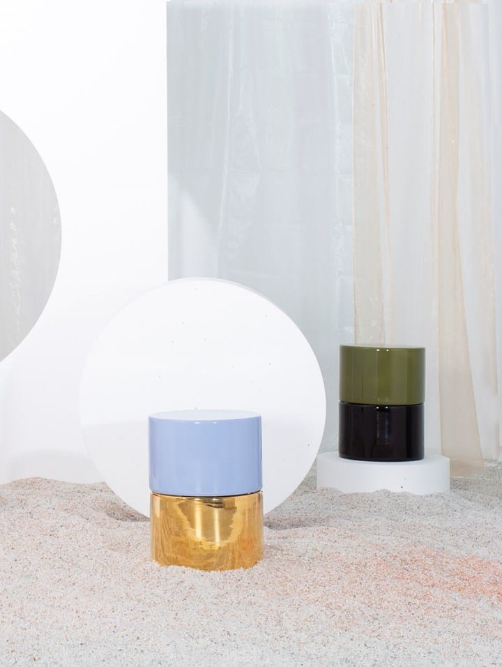 Imi Two Table, Gold/Blue, Ø32 cm