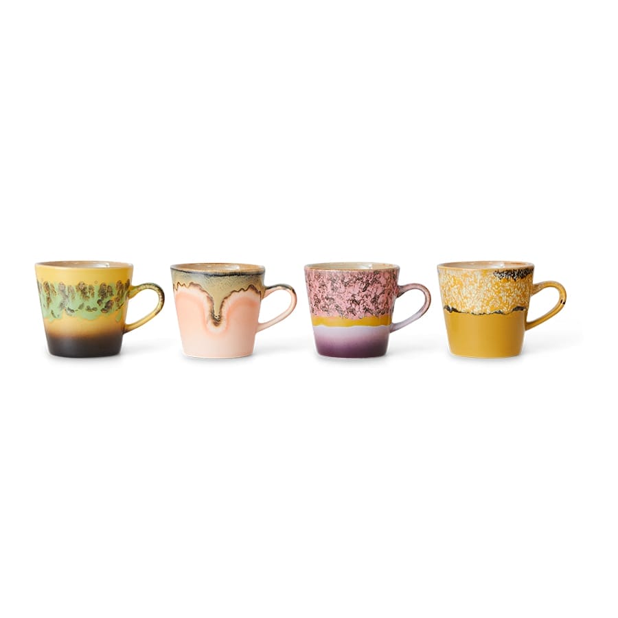 70s ceramics: americano mugs radiant (set of 4)