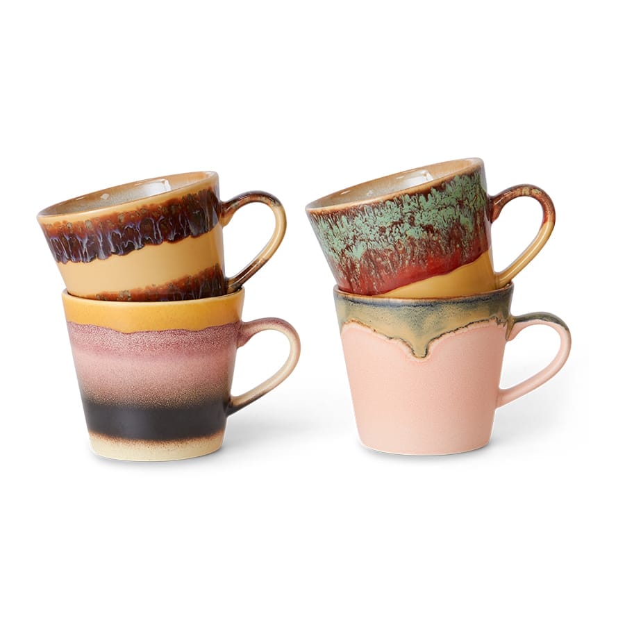 70s ceramics: cappuccino mugs vista (set of 4), 12x9,5x8,5cm