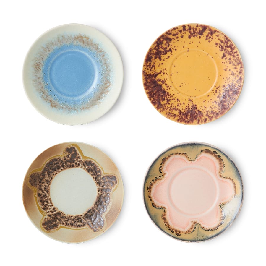 70s ceramics: saucers ocean (set of 4) 11,5x11,5x1,8cm
