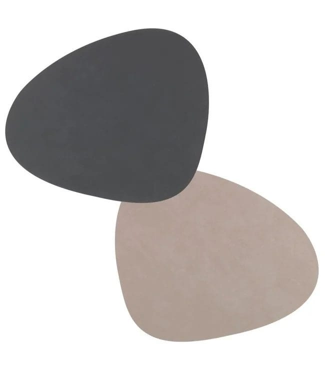 Dinner Mat Curve L, Leather Double Nupo, Ant./Light Grey, 37 x 44 cm