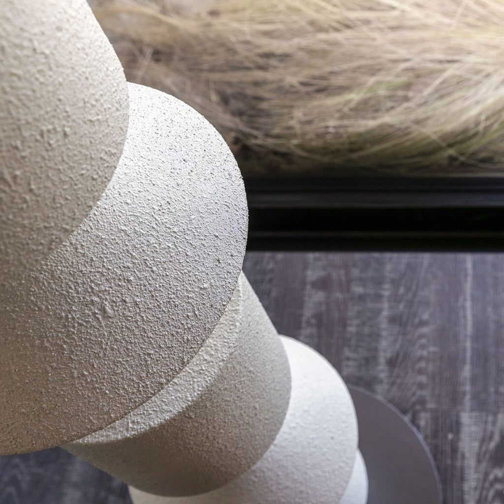Costantina Floor Lamp, White Material Textured RAL1013, Ø40 cm