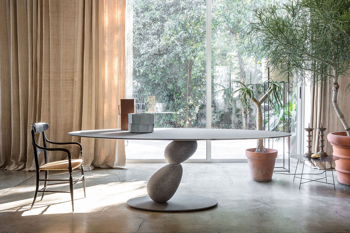 Matera Oval Table, With Metal Structure And MDF Top